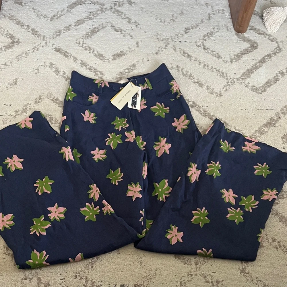 NWT. SILVIA TCHERASSI
Emine Printed Linen Wide-leg Pants In Multi. Sz XS - Picture 2 of 2